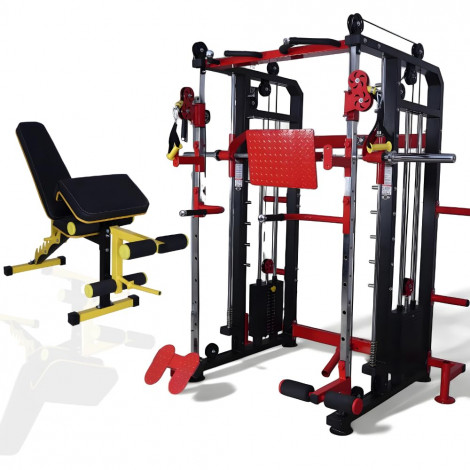 GYM24 FUNCTIONAL TRAINER WITH SMITH MACHINE WITH BENCH IRON WEIGHT FREE INSTALLATION