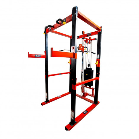 Power Squat Rack with Single Pully Cable Cross Home Gym Setup